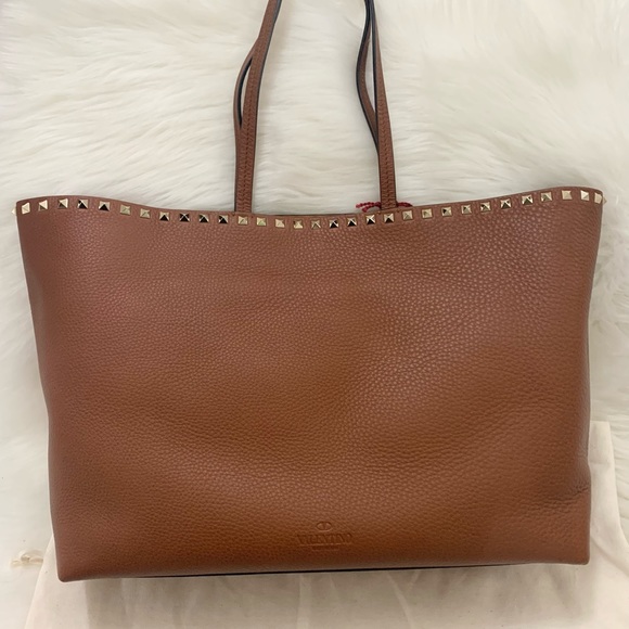 Valentino Vitello Rockstud Brown Tote - Picture 4 of 10